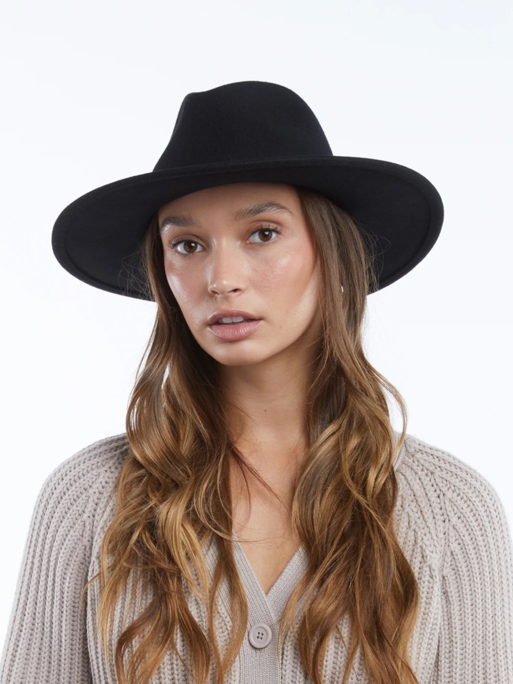 WYETH WOMENS BLACK FELT WOOL RANCHER HAT